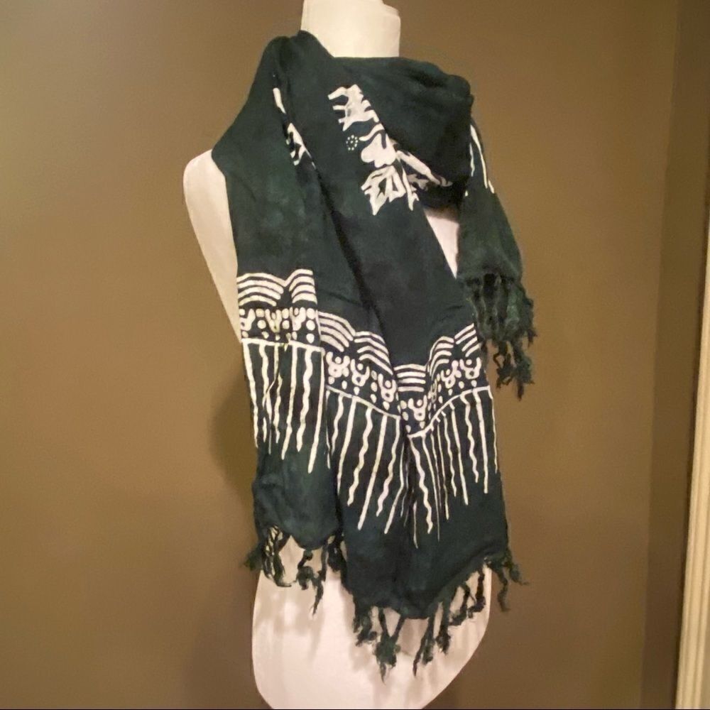 Pineapple Moon Deep Green Scarf 67”X21” - Picture 5 of 9
